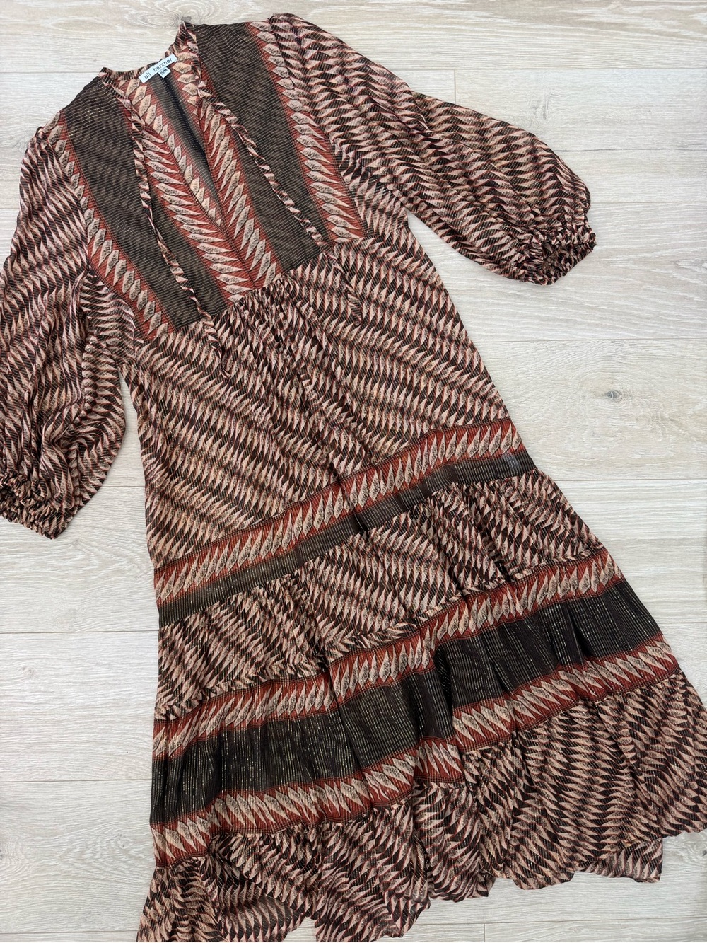 Uli Herzner Silk Brown Patterned Dress